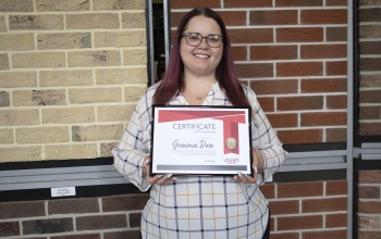 Gemma Dow Crest's Assistant Accountant picks-up the "Employee of the Month" award for April